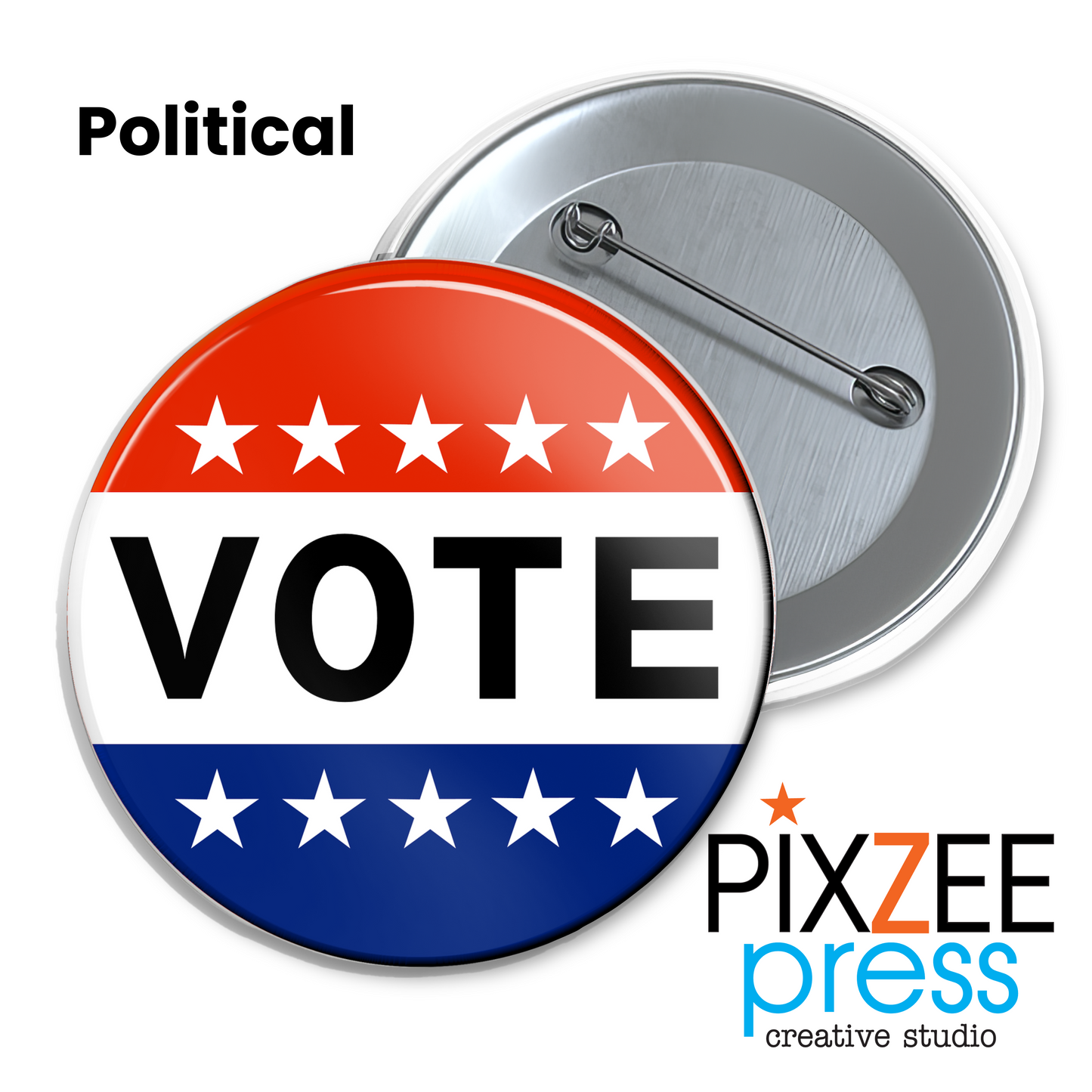 Set of (12) 3" Custom Round Pinback Buttons