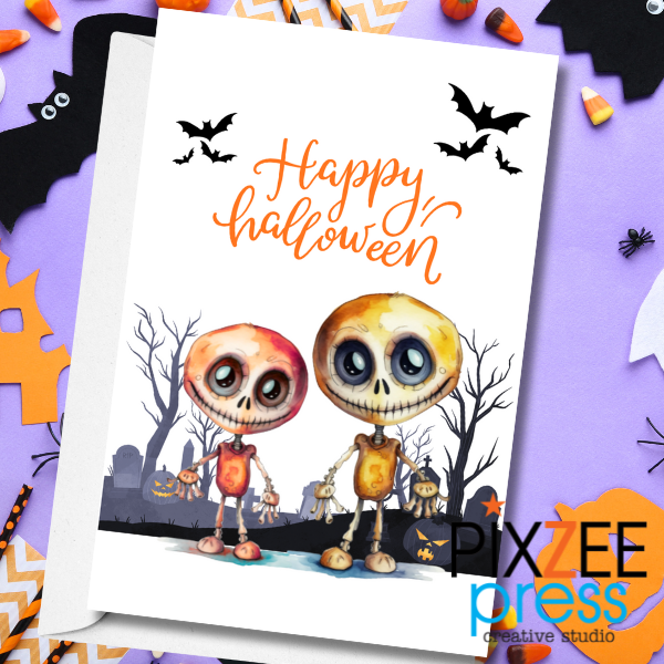 "Boneheads" - Halloween Greeting Card