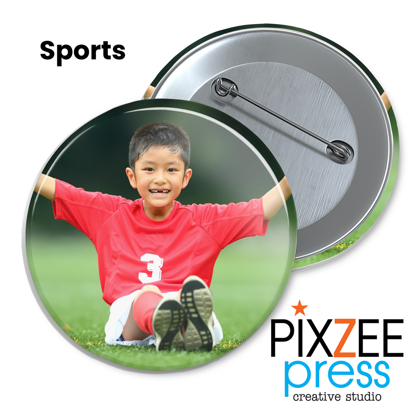 Set of (12) 3" Custom Round Pinback Buttons