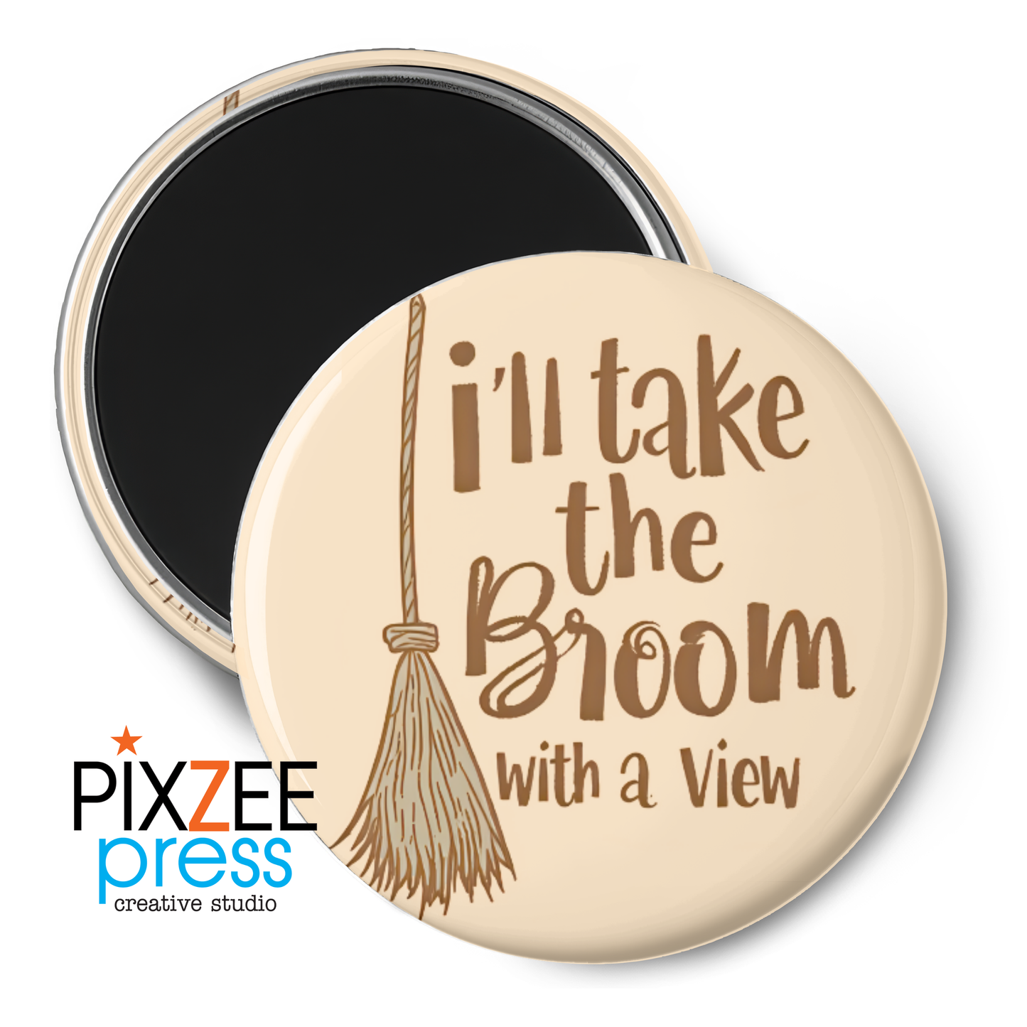 "Broom View" - Novelty Halloween Magnet