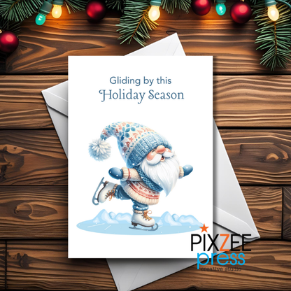 "Gnome Gliding By" - Holiday Greeting Card