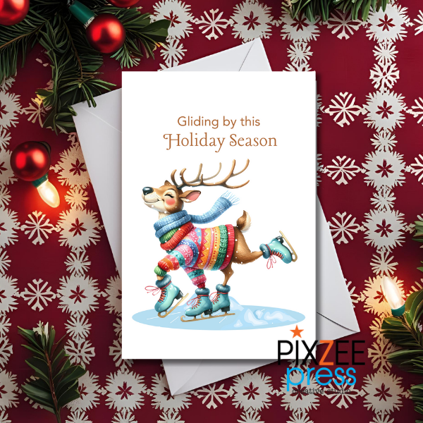 "Reindeer Gliding By" - Holiday Greeting Card